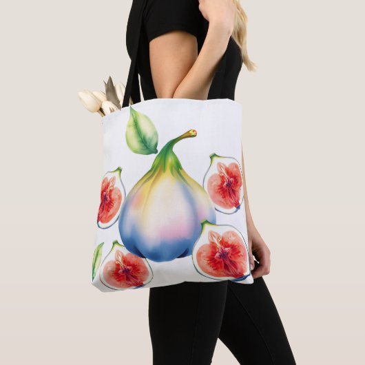 Frisse Waterverf Fig met Zacht Wit Tote Bag (Dichtbij)