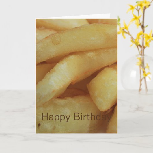 Frites/Chips Happy Birthday Kaart (Gele Bloem)