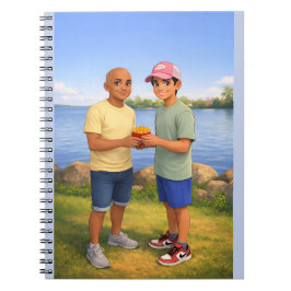 Frites delen bij het meer notitieboek