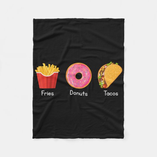 Frites Donuts Tacos Fleece Deken (Voorkant)