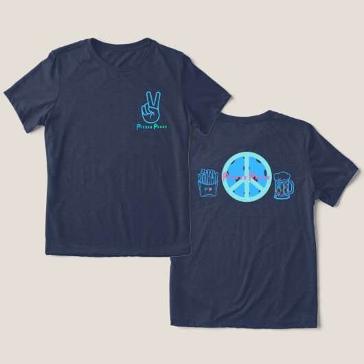 frites, drinkt pickleball Tri-Blend shirt (Ontwerp Voorkant & Achterkant)