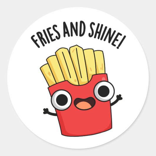Frites En Schitterende Grappige Voedsel Woordspeli Ronde Sticker (Voorkant)