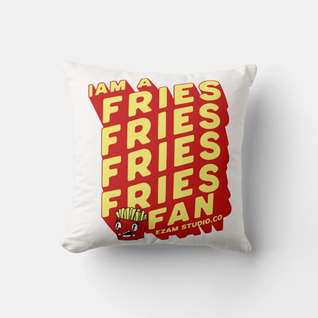 "Frites Fan - Leuk en speels design" Kussen (Voorkant)