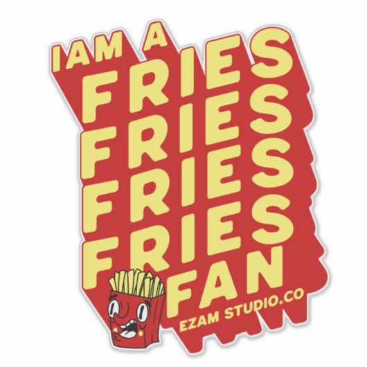 "Frites Fan - Leuk en speels design" Sticker (Voorkant)