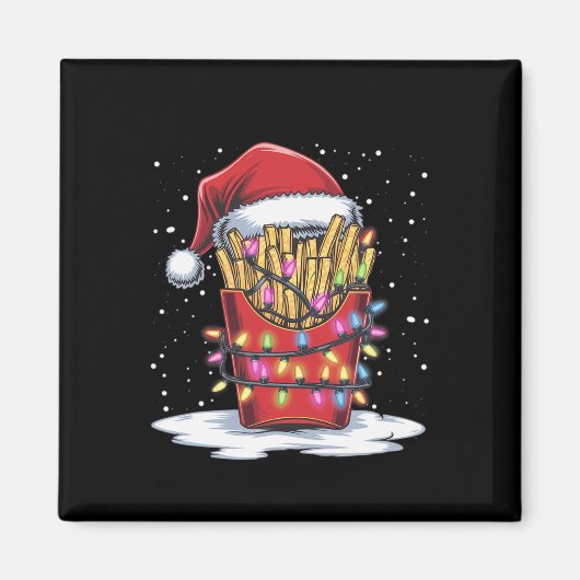Frites Kerstboom Kerstman Hoed Lichten Kerstmis Magneet (Voorkant)