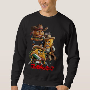 Frites, Taco en Burger, Cowboy stijl op een   Trui