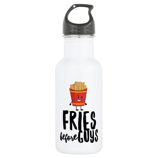 Frites voor jongens waterfles (530 ml), Wit (Voorkant)