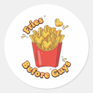 Frites Voor Mannen Galentine Frites Etenliefhebber Ronde Sticker