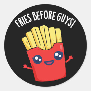 Frites Voor Mannen Grappige Frites Grap Donkere BG Ronde Sticker