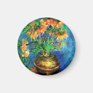 Fritillaries in een Fine Art. van het Koper Vase Magneet