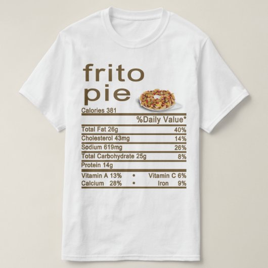 Frito pie Nutrition Facts label T-shirt (Design voorkant)
