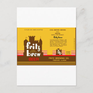 FRITZ BREW CONE TOP BEER KAN FREEPORT ILL ONTWERPE BRIEFKAART