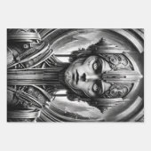 Fritz Lang Metropolis tribute. Drie metal hoofden Inpakpapier Vel (Voorkant)