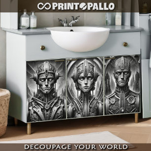 Fritz Lang Metropolis tribute. Drie metal hoofden Inpakpapier Vel