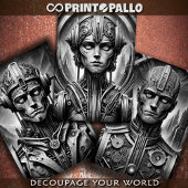 Fritz Lang Metropolis tribute. Drie metal hoofden Inpakpapier Vel