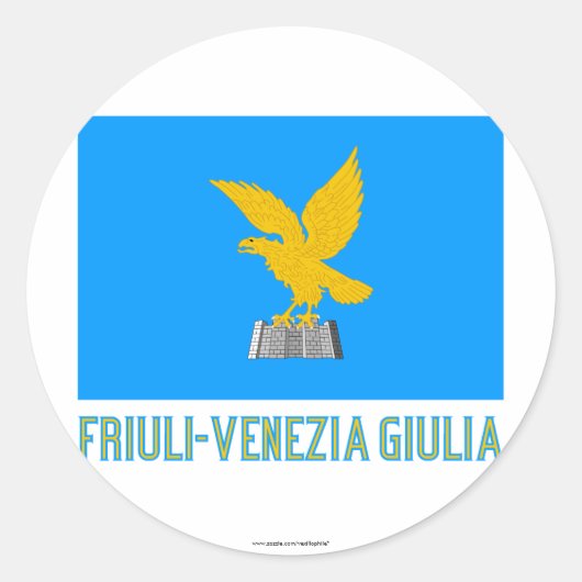 Friuli-Venezia Giulia vlag met naam Ronde Sticker (Voorkant)