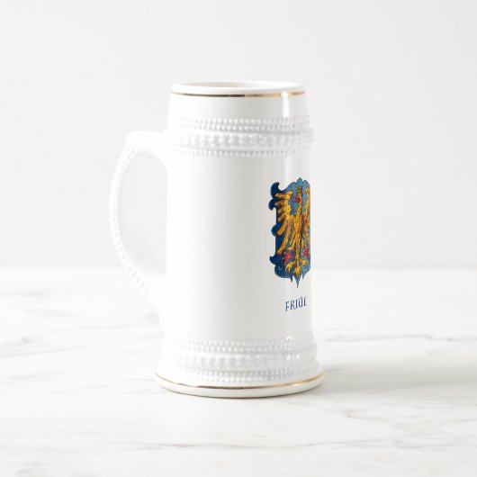 Friuli wapenschild wit Bierstein Bierpul (Voorkant links)