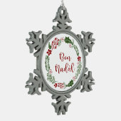 Friulian Merry Kerstmis, Bon Nadâl Tin Sneeuwvlok Ornament (Links)