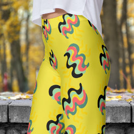 Frivole Paardebloem Gele Vinger Paint Patroon Leggings