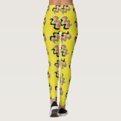 Frivole Paardebloem Gele Vinger Paint Patroon Leggings (Achterkant)