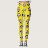 Frivole Paardebloem Gele Vinger Paint Patroon Leggings (Voorkant)