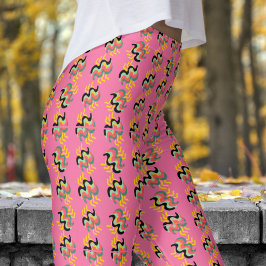 Frivolous Cyclamen Pink Finger Paint Pattern Leggings