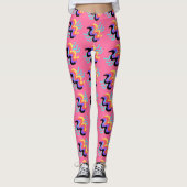 Frivool Frans roze vingerverfpatroon Leggings (Voorkant)