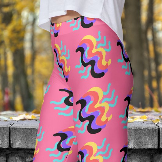 Frivool Frans roze vingerverfpatroon Leggings