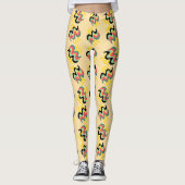 Frivool geel beige vingerverfpatroon leggings (Voorkant)