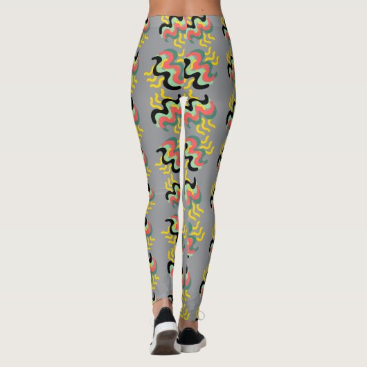 Frivool grijs vingerverfpatroon leggings (Achterkant)