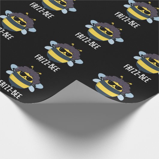 Frizz-Bee Funny Afro Bee Pun Dark BG Cadeaupapier (Hoek)