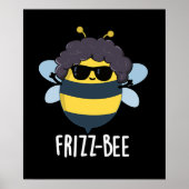 Frizz-Bee Funny Afro Bee Pun Dark BG Poster (Voorkant)
