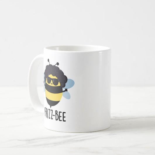 Frizz-Bee Funny Afro Bee Pun Koffiemok (Voorkant links)