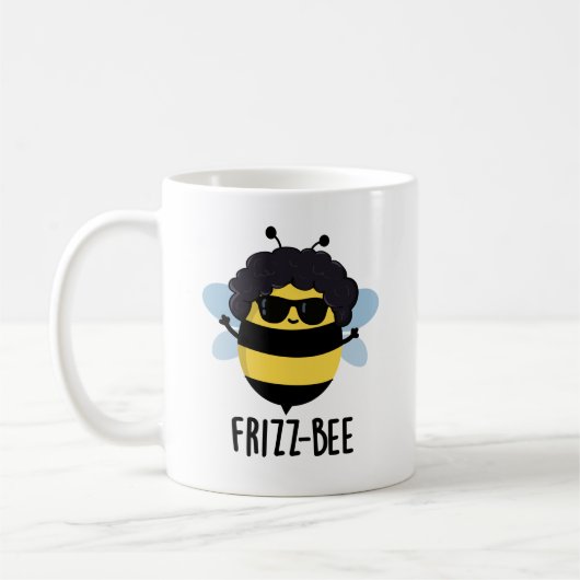 Frizz-Bee Funny Afro Bee Pun Koffiemok (Links)