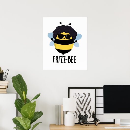 Frizz-Bee Funny Afro Bee Pun Poster (Thuiskantoor)