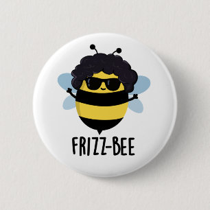 Frizz-Bee Funny Afro Bee Pun Ronde Button 5,7 Cm