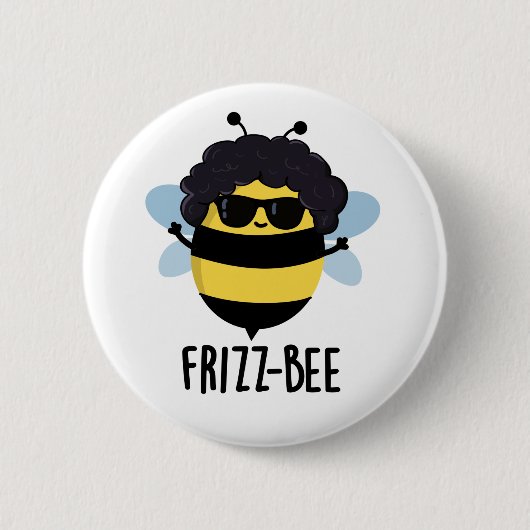 Frizz-Bee Funny Afro Bee Pun Ronde Button 5,7 Cm (Voorkant)