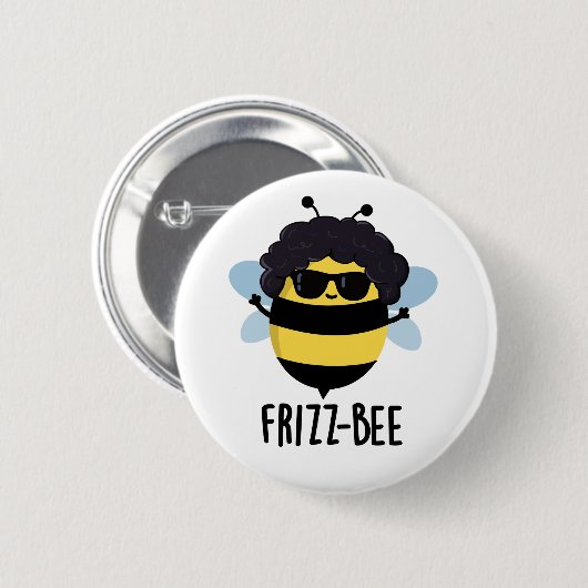 Frizz-Bee Funny Afro Bee Pun Ronde Button 5,7 Cm (Voorkant /achterkant)
