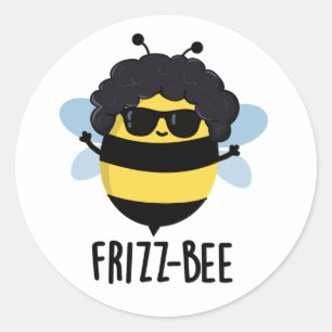 Frizz-Bee Funny Afro Bee Pun Ronde Sticker