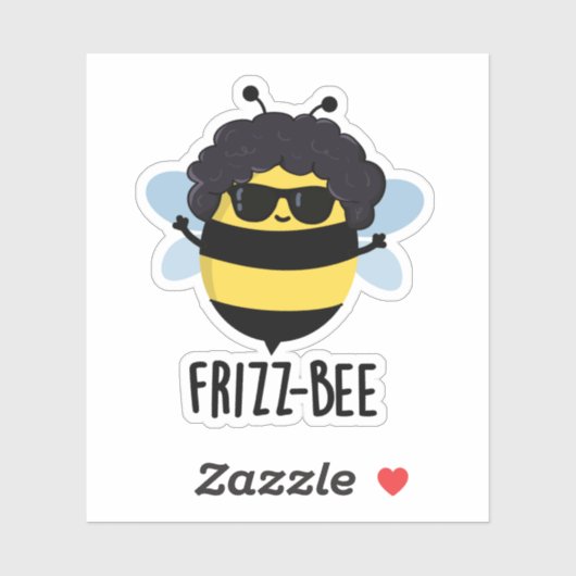 Frizz-Bee Funny Afro Bee Pun Sticker (Vel)