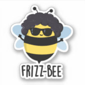 Frizz-Bee Funny Afro Bee Pun Sticker (Voorkant)