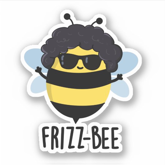 Frizz-Bee Funny Afro Bee Pun Sticker (Voorkant)