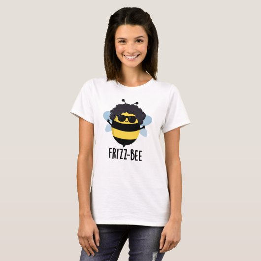 Frizz-Bee Funny Afro Bee Pun T-shirt (Voorkant volledig)