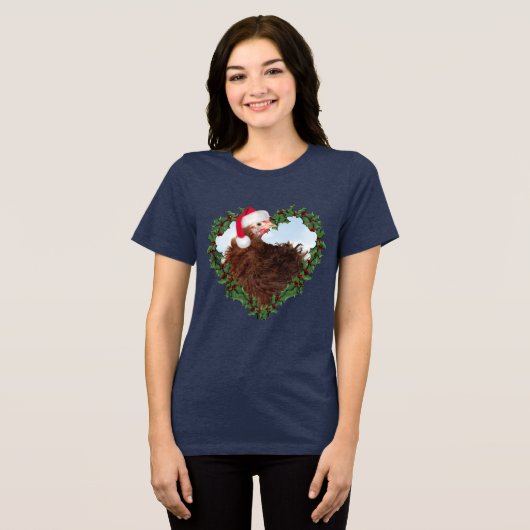Frizzle Chick Kip Kerstmis Tri-Blend Shirt (Voorkant volledig)