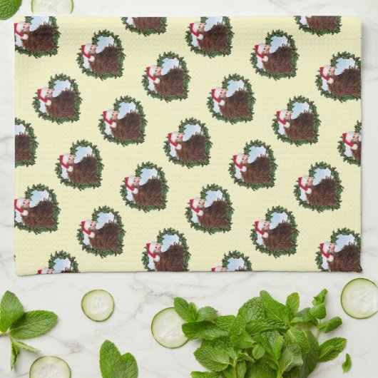 Frizzle Kip Krans Kerstmis Theedoek (Gevouwen)