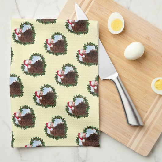 Frizzle Kip Krans Kerstmis Theedoek (Quarter Fold)