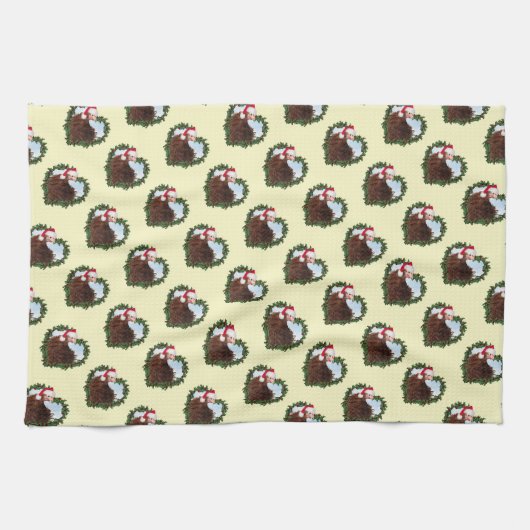 Frizzle Kip Krans Kerstmis Theedoek (Horizontaal)