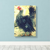 Frizzle Rooster Canvas Afdruk (Insitu (Houten vloer))