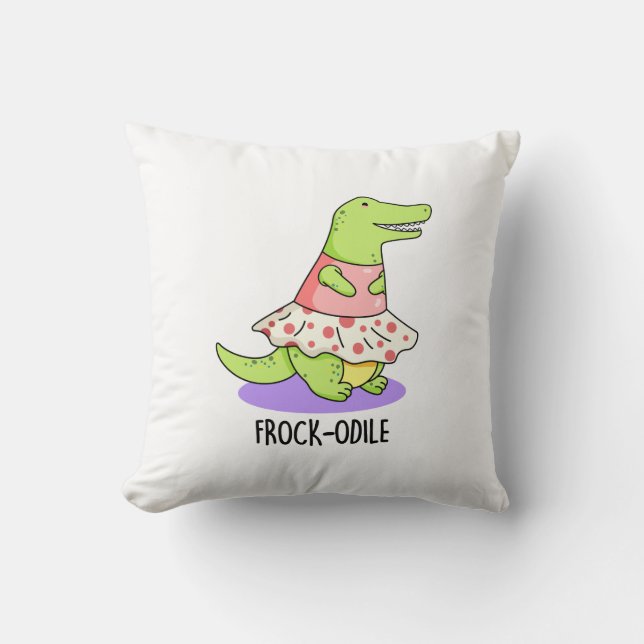 Frock-odile Funny Crocodile Pun Kussen (Voorkant)