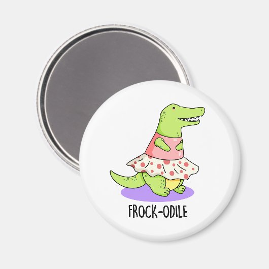 Frock-odile Funny Crocodile Pun Magneet (Voorkant / Achterkant)